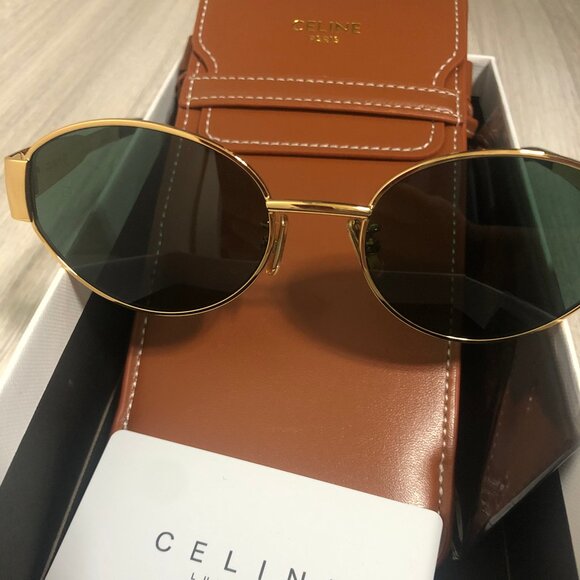 Celine Sunglasses Triomphe Gold Metal Oval - Picture 7 of 7